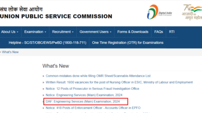 UPSC ESE Mains 2024 DAF form released: Check details here