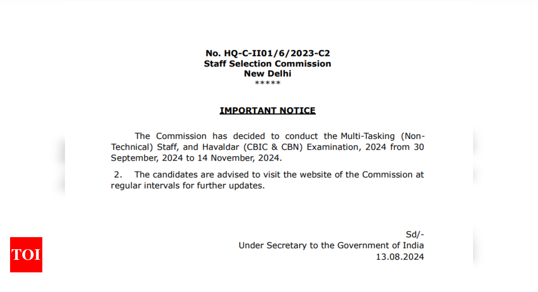 SSC MTS 2024 Exam dates announced, admit cards expected in September: Check official notice here