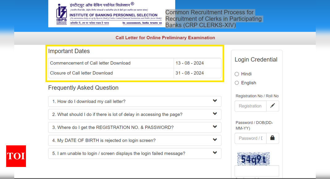 IBPS Clerk Prelims Admit Card 2024 released at ibpsonline.ibps.in, exam from Aug 24: Here’s the direct link to download call letter