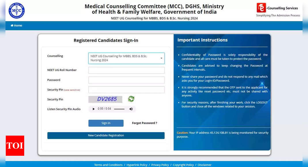 MCC NEET UG 2024 Counselling: Registration Now Open at mcc.nic.in; Direct Link