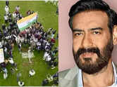 Ajay hoists Indian flag in UK 'Son of Sardar 2' team