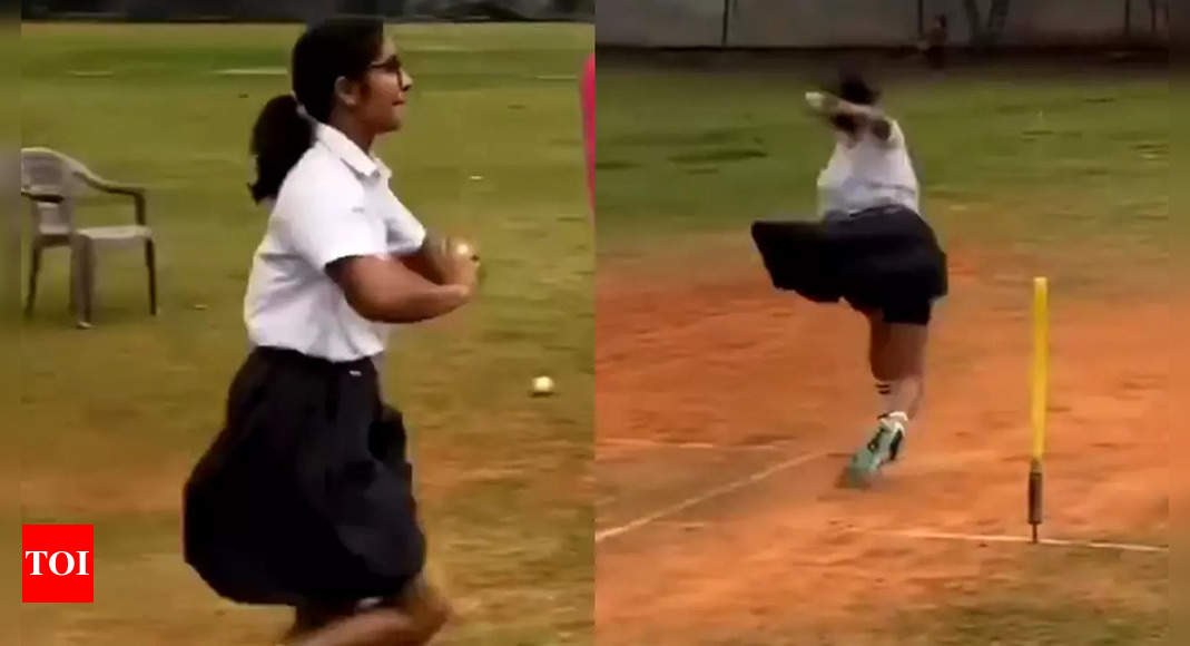 In a viral video, a young girl tries to imitate Jasprit Bumrah’s bowling technique. Watch | Cricket News