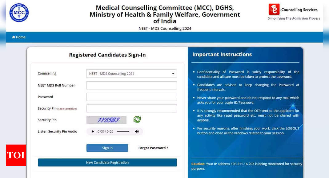 NEET MDS 2024 Round 3 Counselling Registration Deadline Ends Today at mcc.nic.in: Direct Link