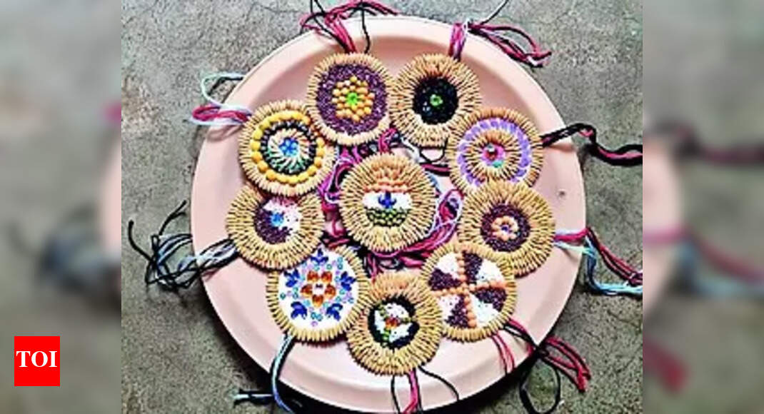 Rakhis: Women making rakhis with foodgrains and spices | Bhubaneswar ...