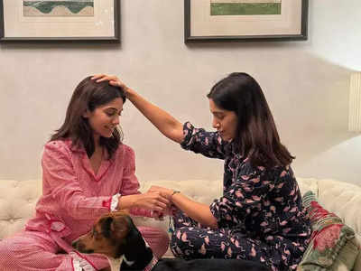 Bhumi Pednekar blesses sister Samiksha as she ties rakhi on her wrist