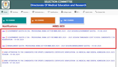 Tamil Nadu NEET UG Counselling 2024: Provisional Rank List released at tnmedicalselection.net: Here's the direct link to check