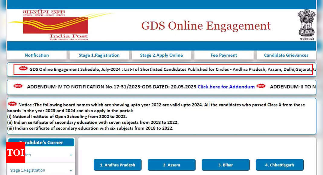 India Post GDS Result 2024: Circle-wise 1st Merit List Released at indiapostgdsonline.gov.in