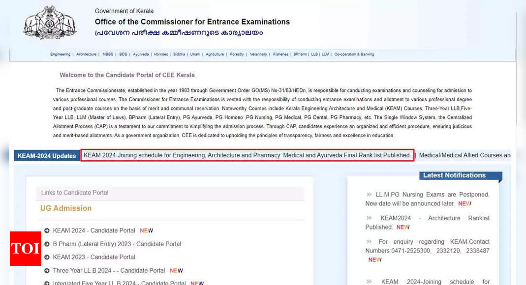 KEAM 2024: Phase 2 Allotment Announced for Engineering, Pharmacy, and Architecture by Kerala CEE