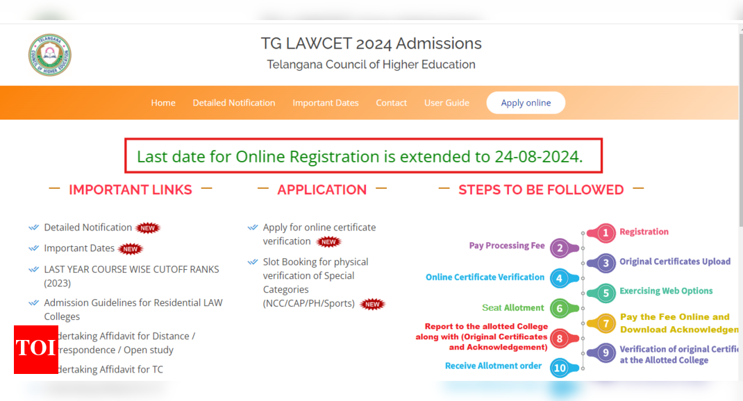 TS LAWCET 2024 counselling registration extended till August 24: Check full schedule