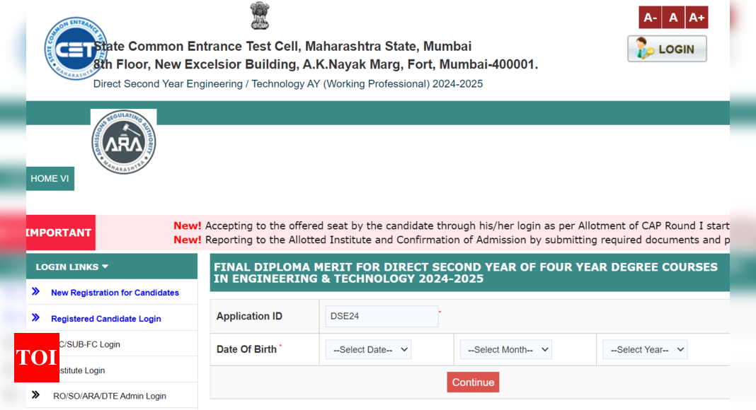 MH CET DSE Round 1 Final Merit List 2024 released at cetcell.mahacet.org: Direct links to check BSc, Diploma and DVoc shortlists here