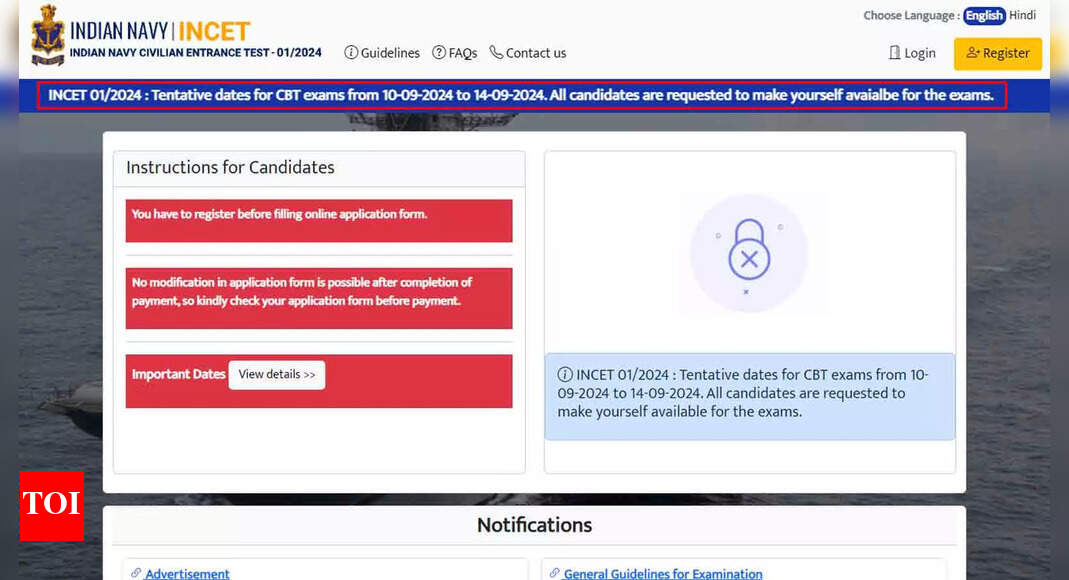 Indian Navy INCET 01/2024 Exam from Sept 10 to 14, Admit Card Soon at joinindiannavy.gov.in