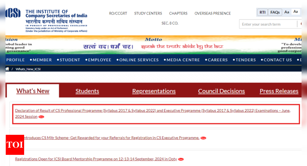 ICSI CS CS Professional, Executive June results date and time announced: Check details here