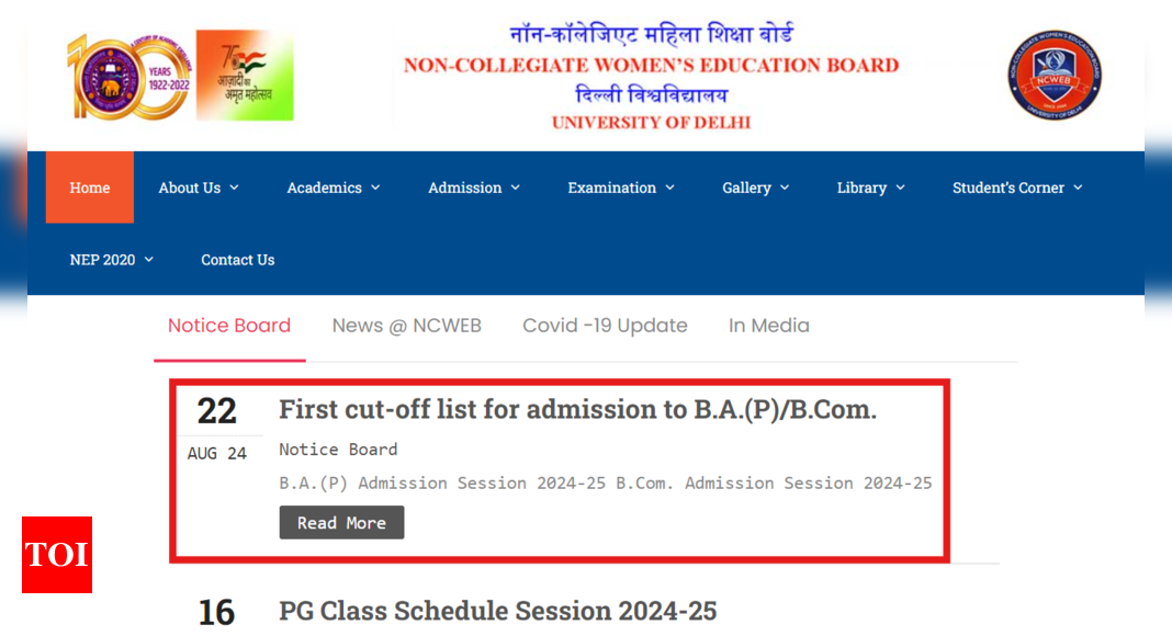 DU NCWEB Admission 2024: First cut-off list released, admission process begins tomorrow, check required scores for BA and BCom here