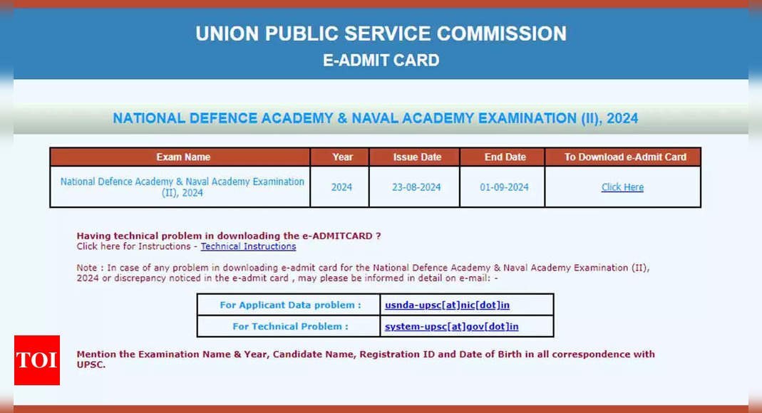 UPSC NDA Admit Card 2024 Released at upsc.gov.in: Download Here for September 1 Exam