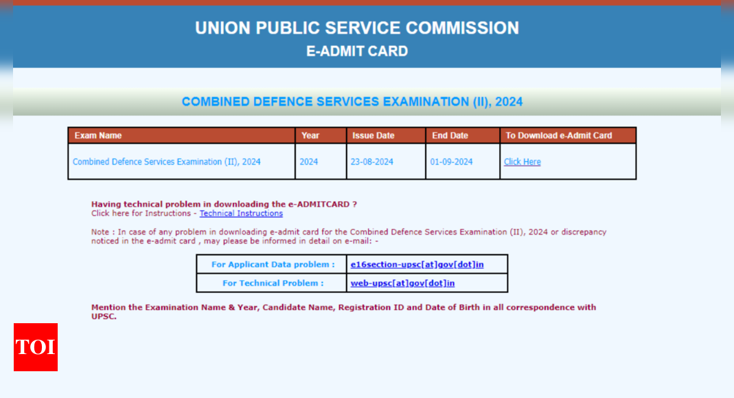 UPSC CDS (II) admit card 2024 released: Check direct link here