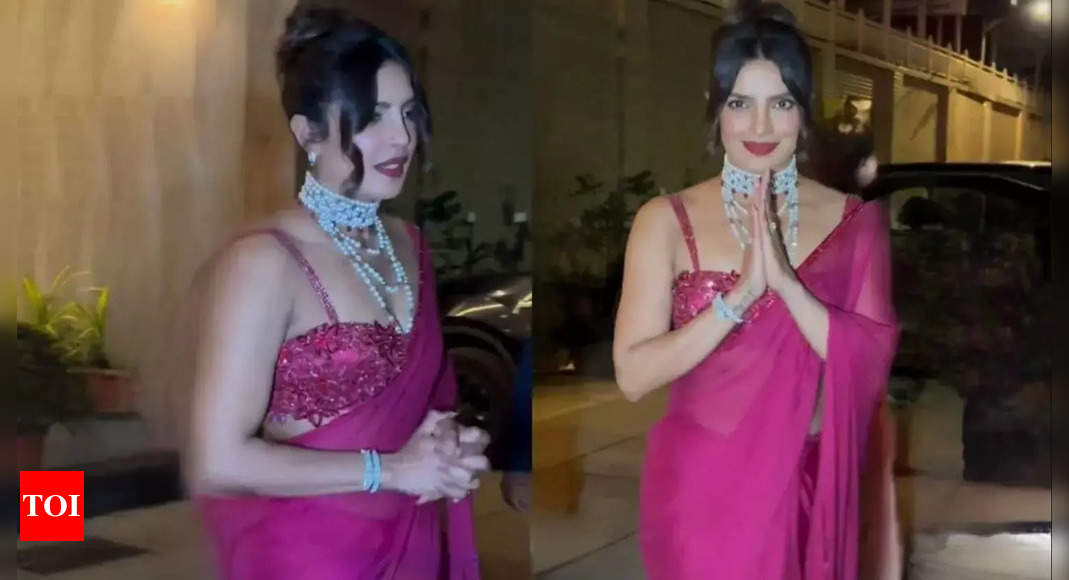 Priyanka Chopra dazzles in vibrant pink sari at brother’s wedding celebration