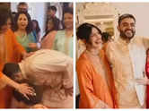 PC stuns in orange kurta set at at brother's engagement