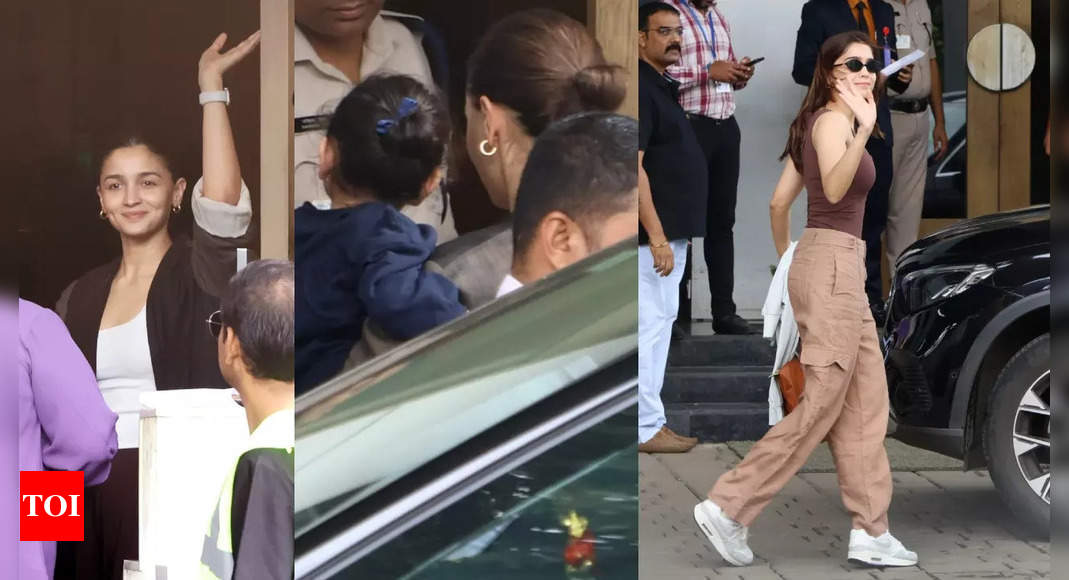 Alia Bhatt avoids posing with daughter Raha Kapoor as she jets off for ‘Alpha’ shoot, mom Soni Razdan, co-star Sharvari join her – WATCH video | Hindi Movie News