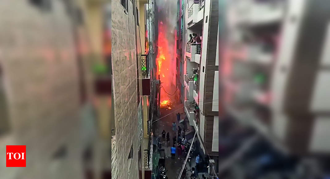 Fire: Fire breaks out in four-storey residential building in crowded area, 70 people rescued | Noida News