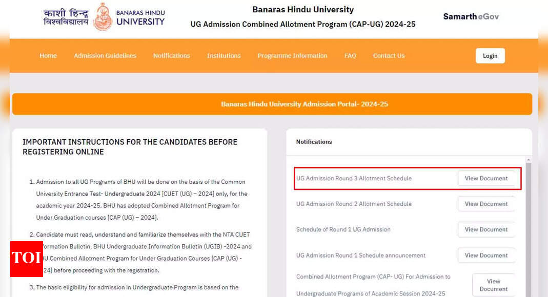 BHU Releases Round 3 Seat Allotment Results for UG Programmes; Check Direct Link Here