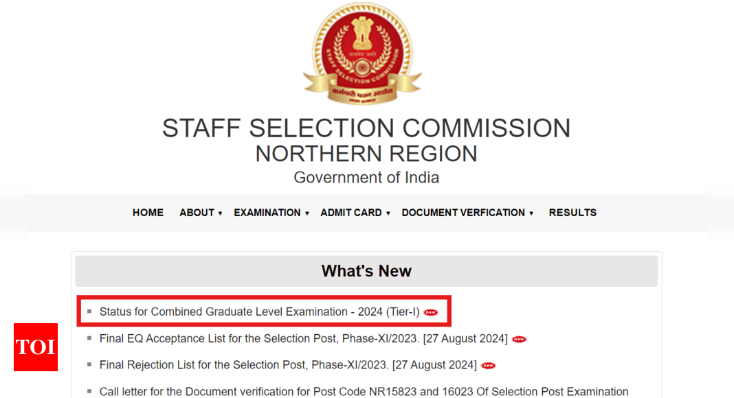 SSC CGL 2024 Northern Region Application Status Released, Exam on 9th and 10th September: Direct Link to Check PDF Here