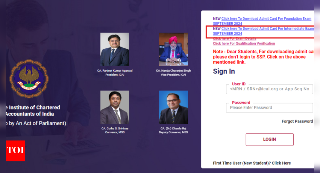 ICAI CA Inter admit card 2024 for September exam released: Check direct link here