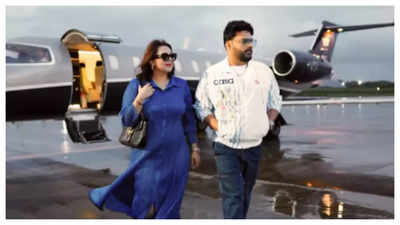 The Great Indian Kapil Show host Kapil Sharma and wife Ginni Chatrath step out of a lavish private jet; flaunt their stylish best avatar