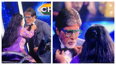 Kaun Banega Crorepati 16: Host Amitabh Bachchan requests contestant Srishty Sharma to adjust his bow tie; the latter beams with joy