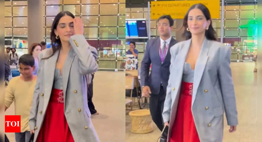 Sonam Kapoor Stuns in Tan-Brown Suit at Airport