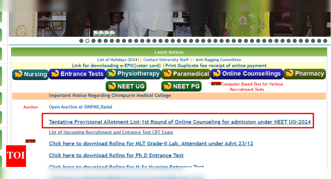 Punjab NEET UG counselling 2024 round 1 provisional seat allotment results out: Direct link to check here