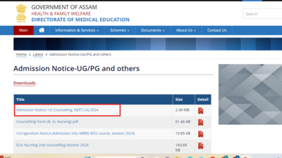 Assam NEET UG Counselling 2024 Round 1 seat allotment result out: Check direct link here