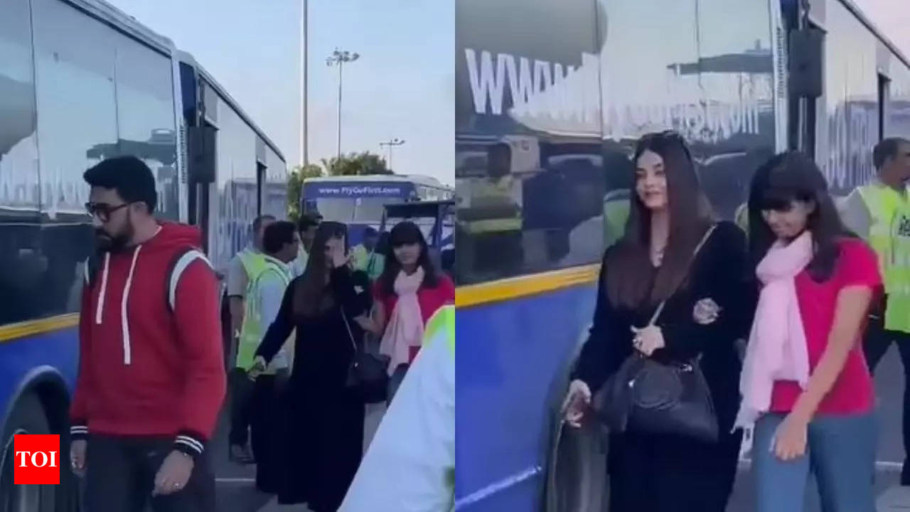 Video of Abhishek Bachchan, Aishwarya Rai Bachchan together with Aaradhya  Bachchan at Dubai airport goes viral amid divorce rumours, but netizens  think it's an old video - WATCH | Hindi Movie News -