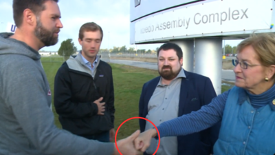 JD Vance's awkward fist bump: Watch Rep. Kaptur and Senator's unforgettable picket line moment