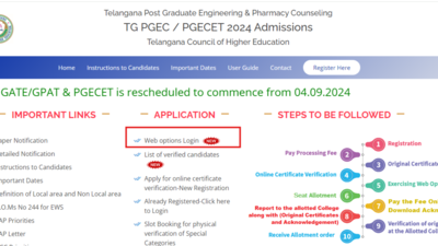 TS PGECET Counselling 2024: Phase 1 web options entry begins – Check the direct link here