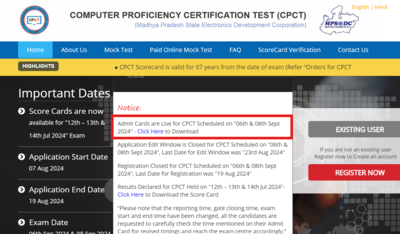 MP CPCT Admit Card 2024 released at cpct.mp.gov.in, exam on Sep 6th and 8th: Direct link to download here