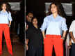 
Anushka Sharma makes a stylish appearance at an event, looks super cool in a blue shirt and red pants
