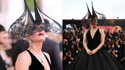 Dior gown + iconic headpiece: Lady Gaga carries a Cannes-worthy look at Venice Film Festival