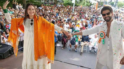 Sonakshi Sinha and Zaheer Iqbal represent India at New York’s India Day Parade