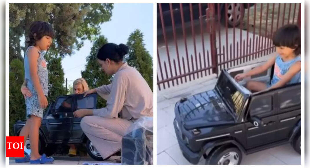 Natasa builds toy car with son Agastya: Video