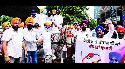 SAD slams govt, uses horse cart to protest against fuel price hike