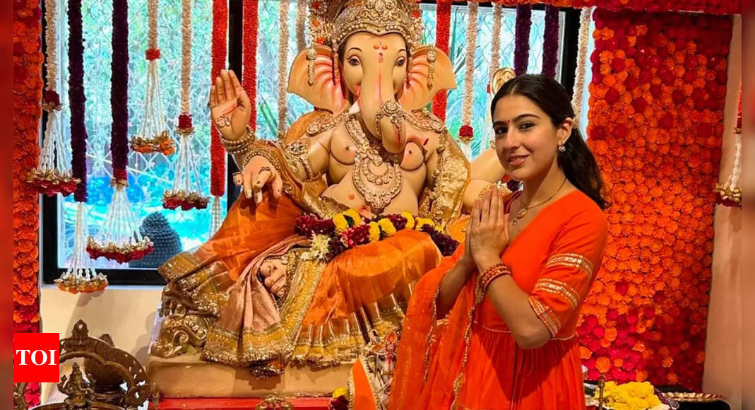 Sara Ali Khan look flawless in ethnic wear as she celebrates Ganesh Chaturthi at home ‘May bappa bring only joy and peace to all of us’ | Hindi Movie News