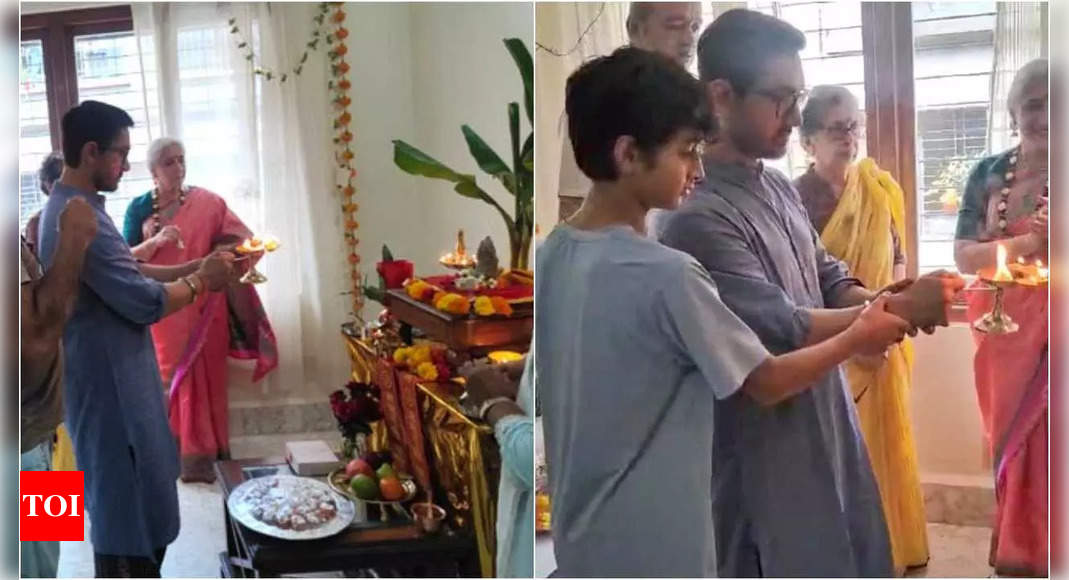 Aamir celebrates Ganesh Chaturthi with Azad and Nikhat