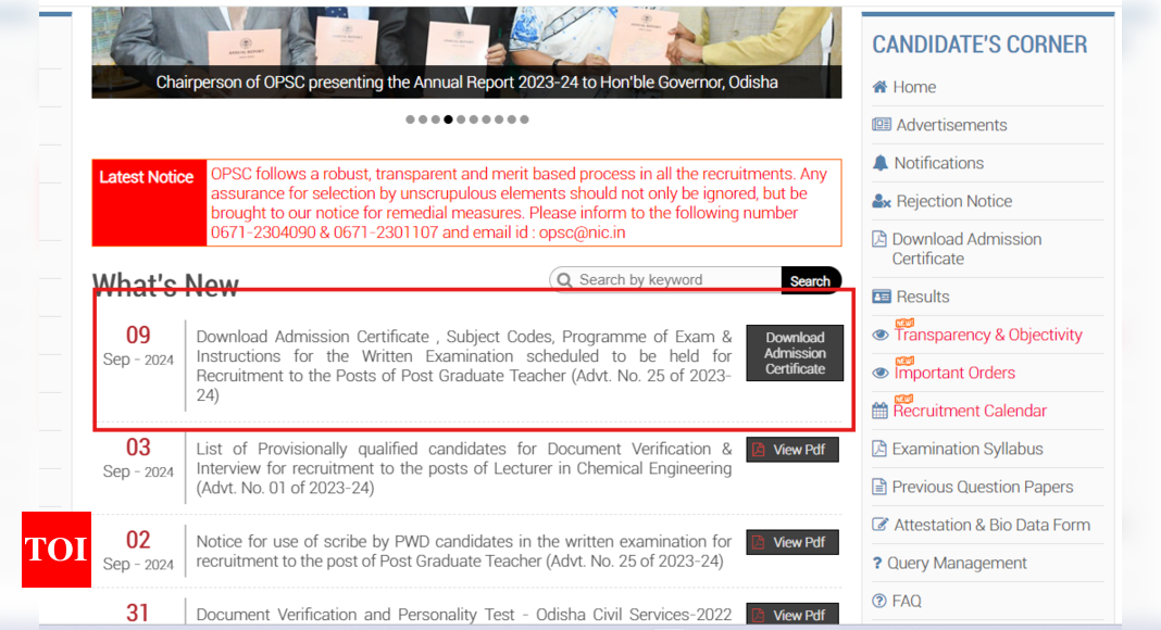 OPSC Releases Admit Cards for PGT Exam