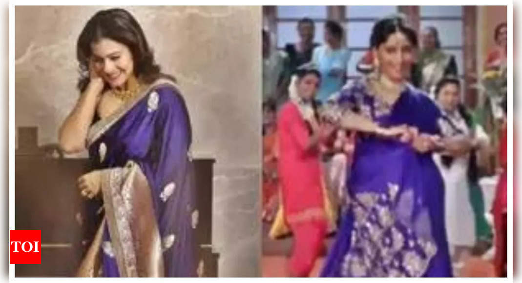 Kajol Honors Madhuri Dixit in Purple Saree