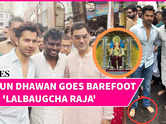 Actor Varun Dhawan Visits Lalbaugcha Raja to Seek Blessings | Fans In Frenzy As 'Baby John' Team Joins Him