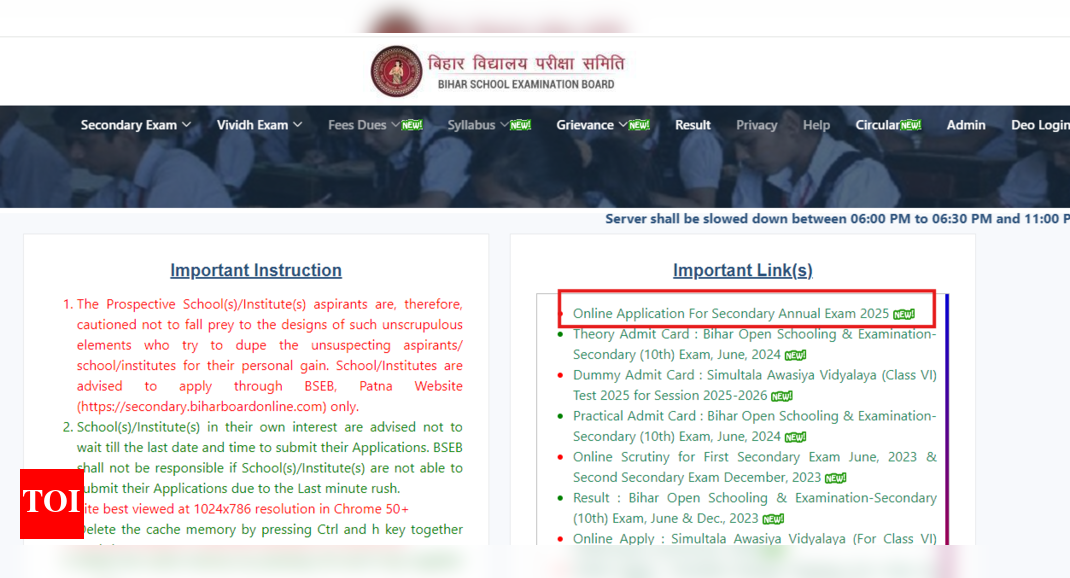 BSEB Bihar Class 10 board exam 2025 registration begins: Check details here