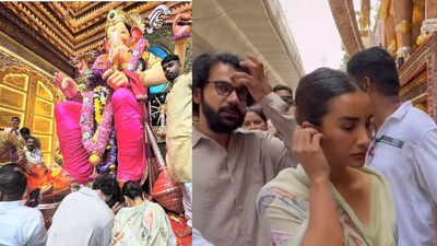 Rajkummar Rao and Patralekha seek blessings from Lalbaugcha Raja