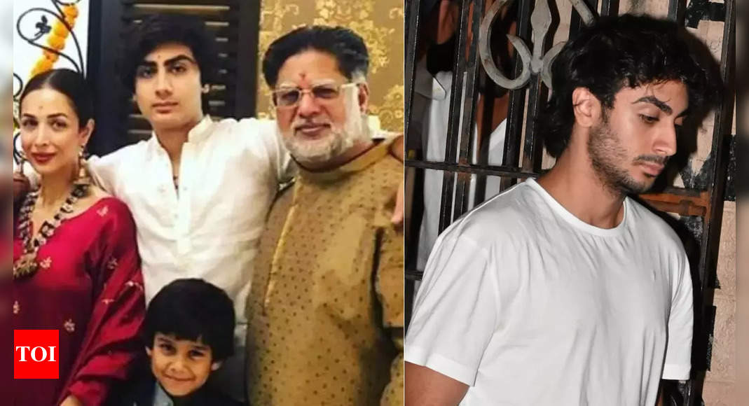 Malaika Arora’s son Arhaan Khan looks heartbroken as he bids farewell to beloved grandfather Anil Mehta