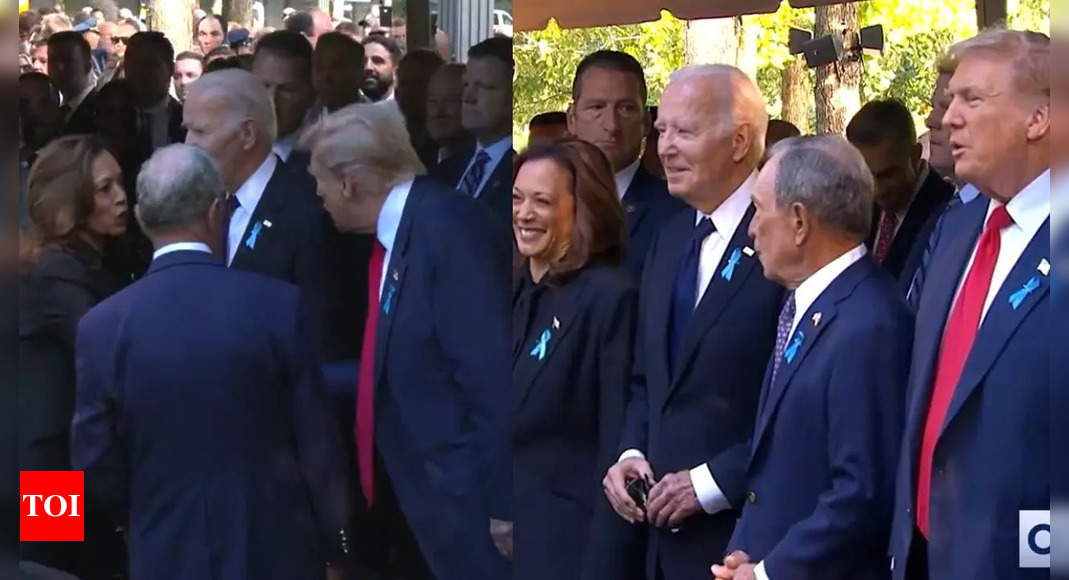 Watch: Trump and Harris shake hands again after heated debate at 9/11 memorial