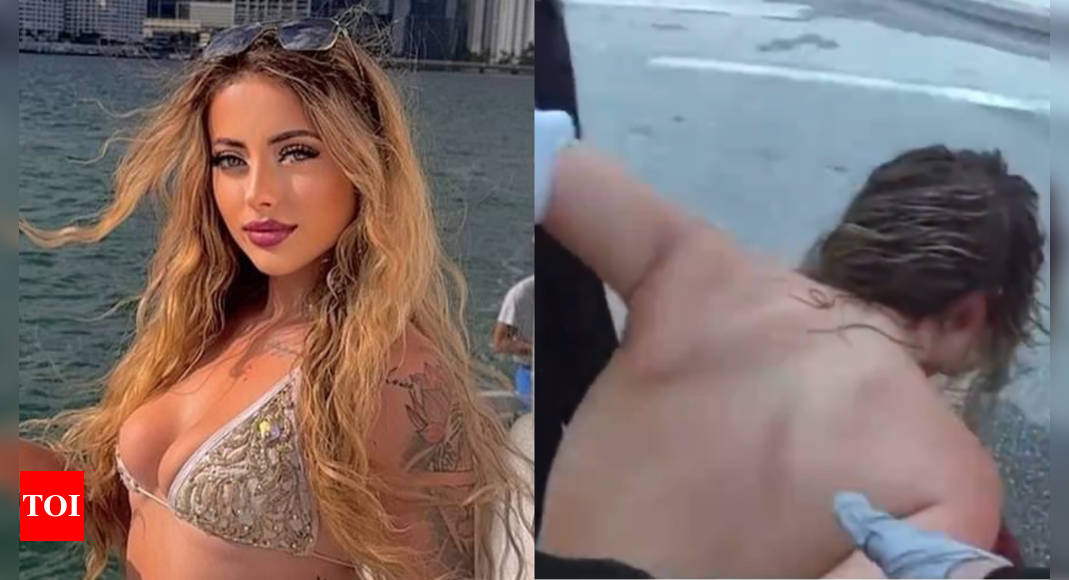 Model Maecee Lathers seen face down, topless and vomiting in Miami after a car crash left two dead